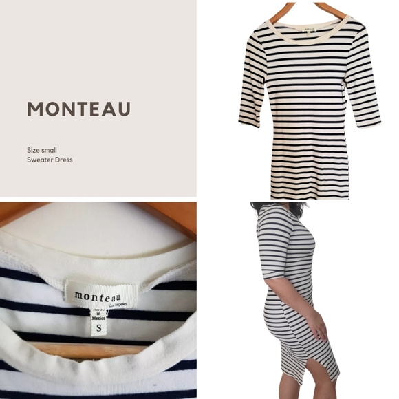 Monteau Dresses & Skirts - Monteau Size S striped bodycon midi dress